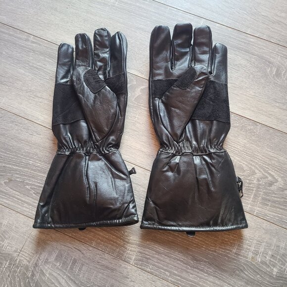 Black Leather Gauntlet Gloves Biker's Club 3XL Thinsulate 40g & Rain Cover - Picture 3 of 10